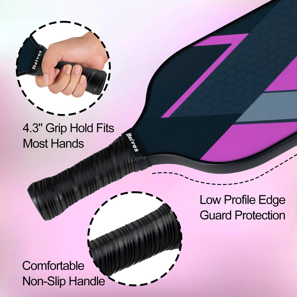 4-Pack Fiberglass Pickle Ball Set with 4 Balls & Portable Bag - Lightweight Pickleball Paddles for Indoor/Outdoor