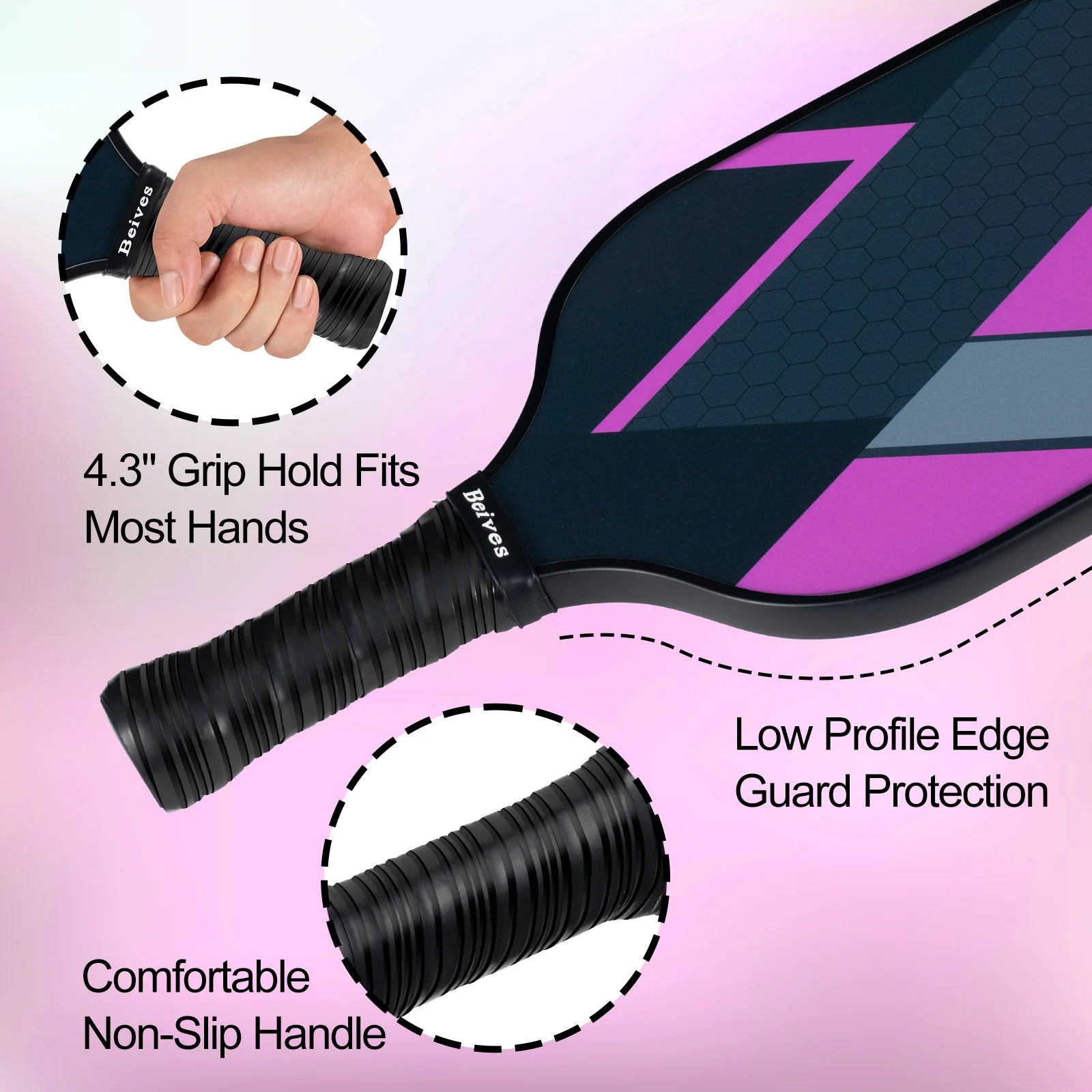 4-Pack Fiberglass Pickle Ball Set with 4 Balls & Portable Bag - Lightweight Pickleball Paddles for Indoor/Outdoor