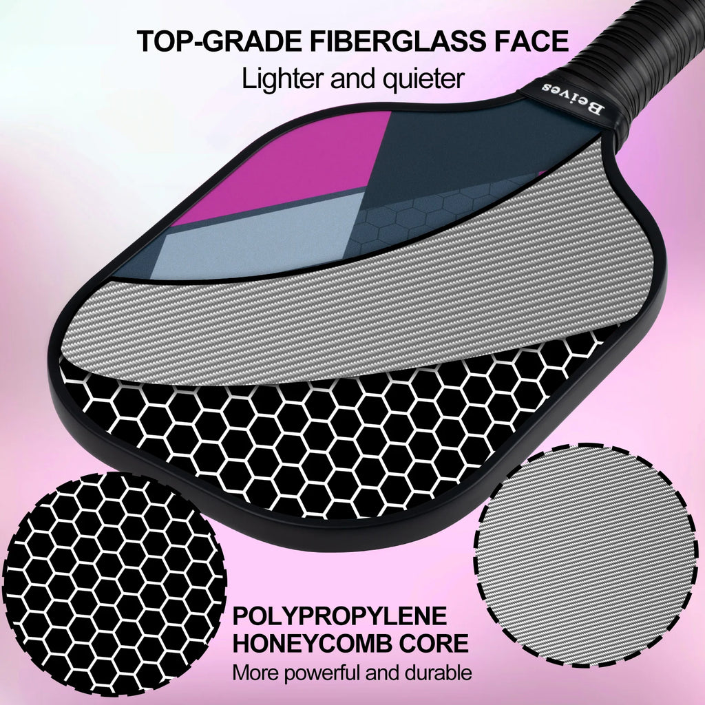 4-Pack Fiberglass Pickle Ball Set with 4 Balls & Portable Bag - Lightweight Pickleball Paddles for Indoor/Outdoor